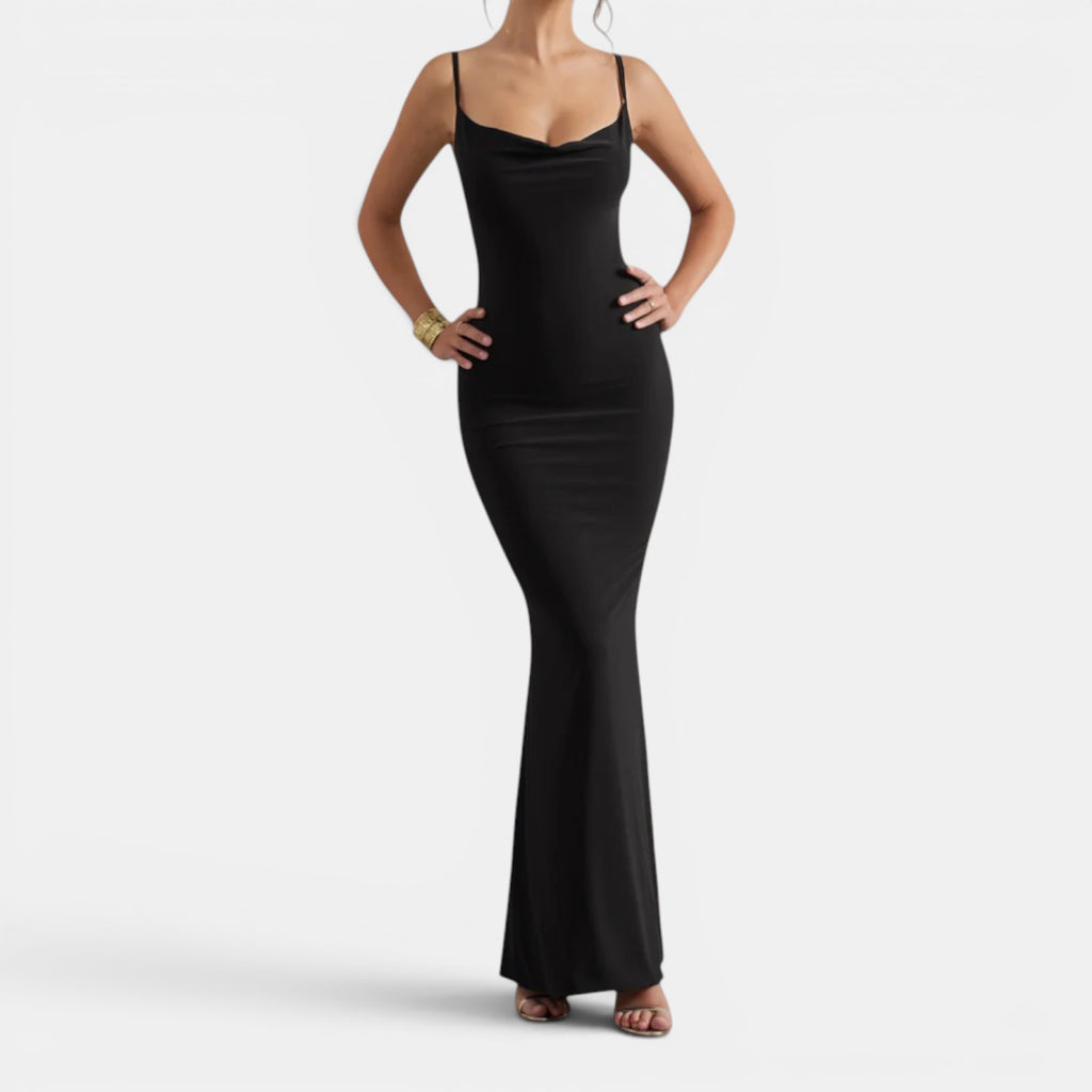 Monvaline | Women’s Lace-Trim Backless Maxi Dress