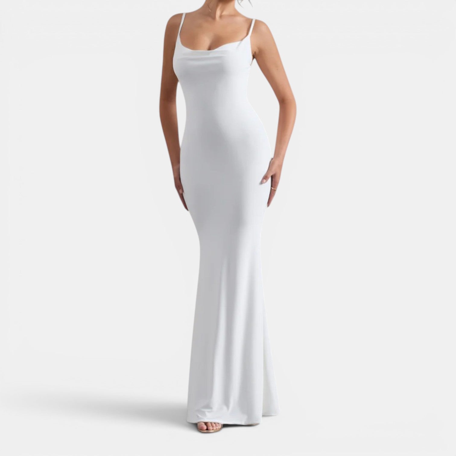 Monvaline | Women’s Lace-Trim Backless Maxi Dress