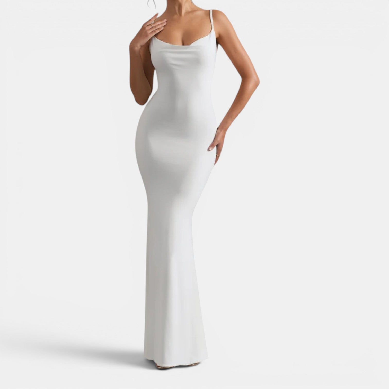 Monvaline | Women’s Lace-Trim Backless Maxi Dress