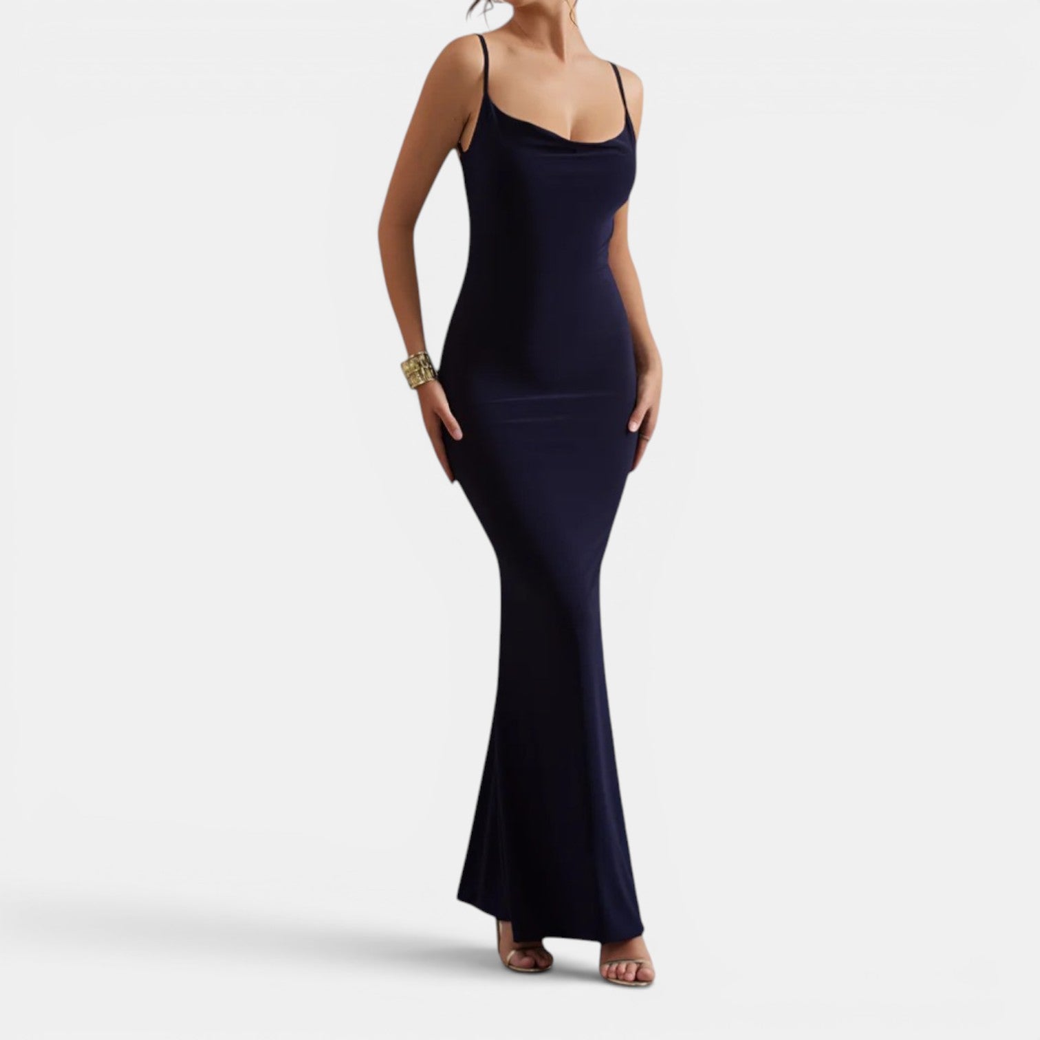 Monvaline | Women’s Lace-Trim Backless Maxi Dress