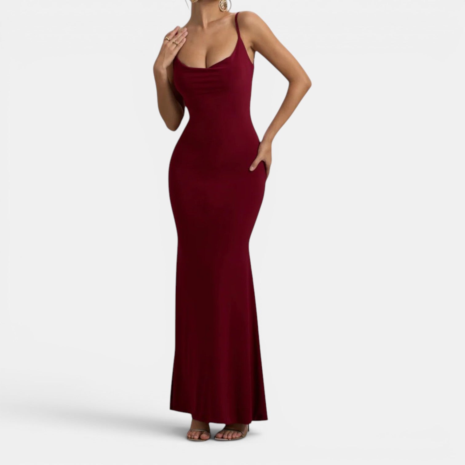 Monvaline | Women’s Lace-Trim Backless Maxi Dress