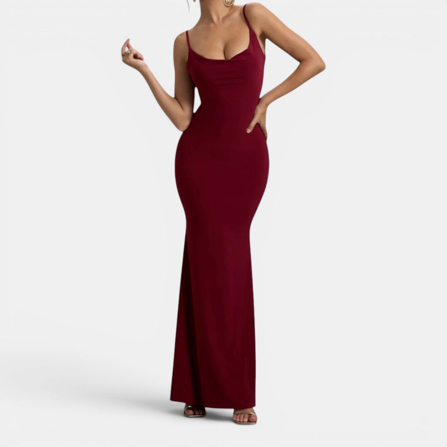 Monvaline | Women’s Lace-Trim Backless Maxi Dress
