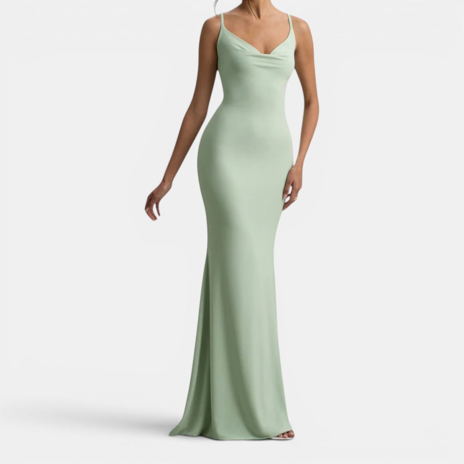 Monvaline | Women’s Lace-Trim Backless Maxi Dress