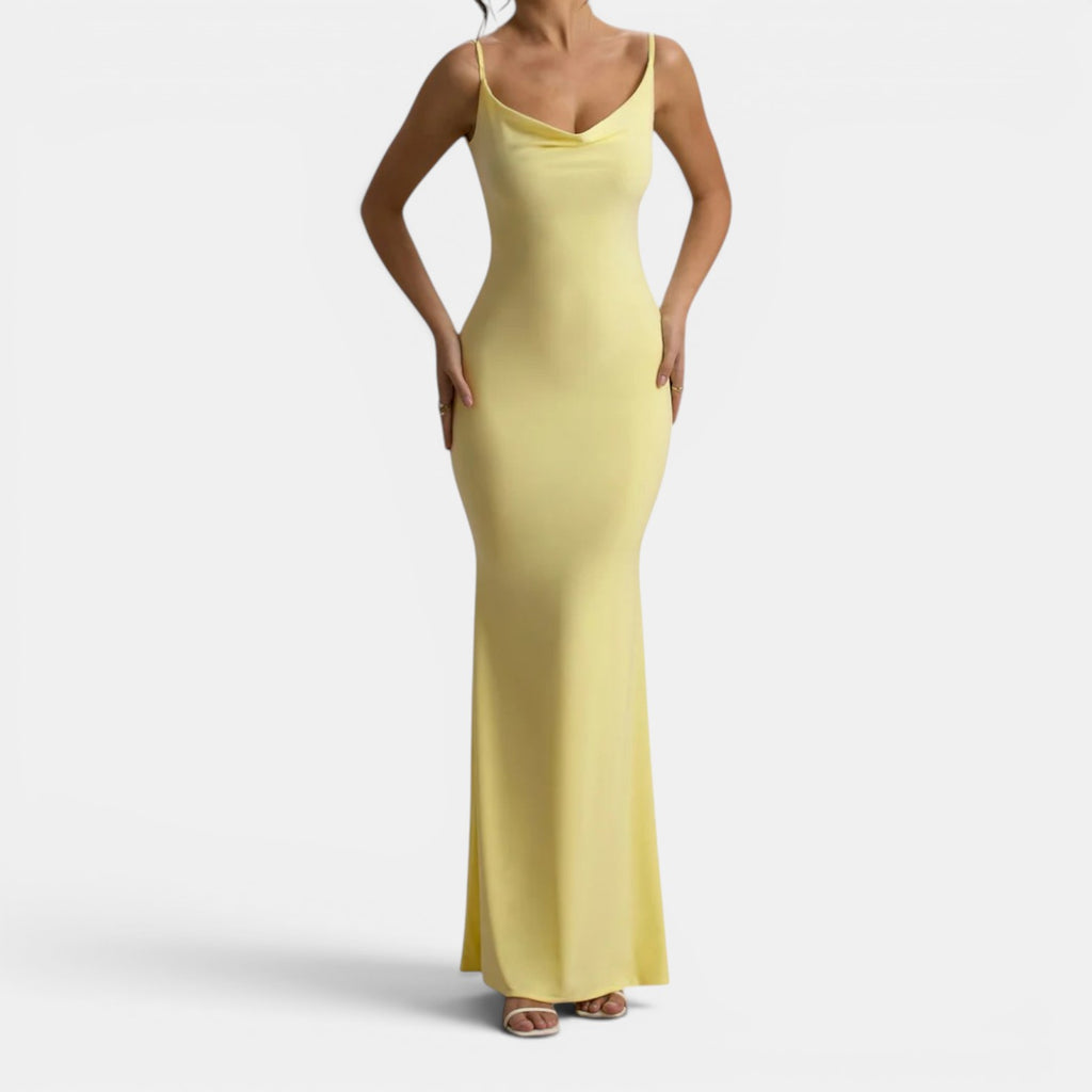 Monvaline | Women’s Lace-Trim Backless Maxi Dress