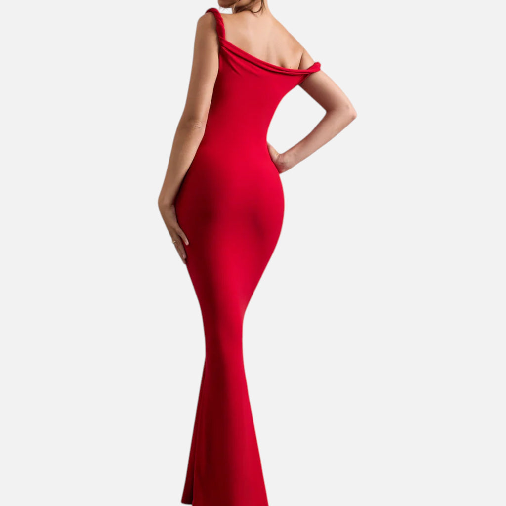 Monvaline | Women’s Asymmetric Maxi Dress Slim Fit Evening Gown