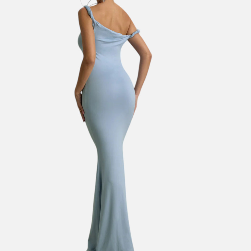 Monvaline | Women’s Asymmetric Maxi Dress Slim Fit Evening Gown