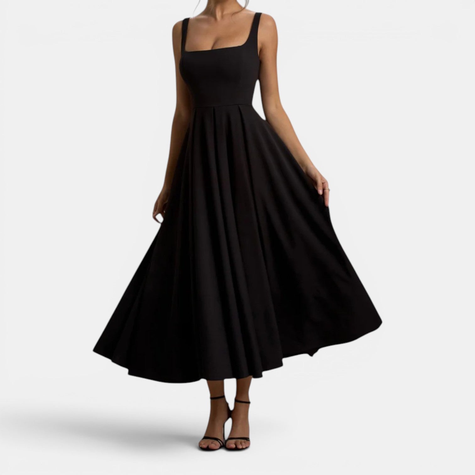 Monvaline | Women’s Strappy Volume-Hem Midi Dress