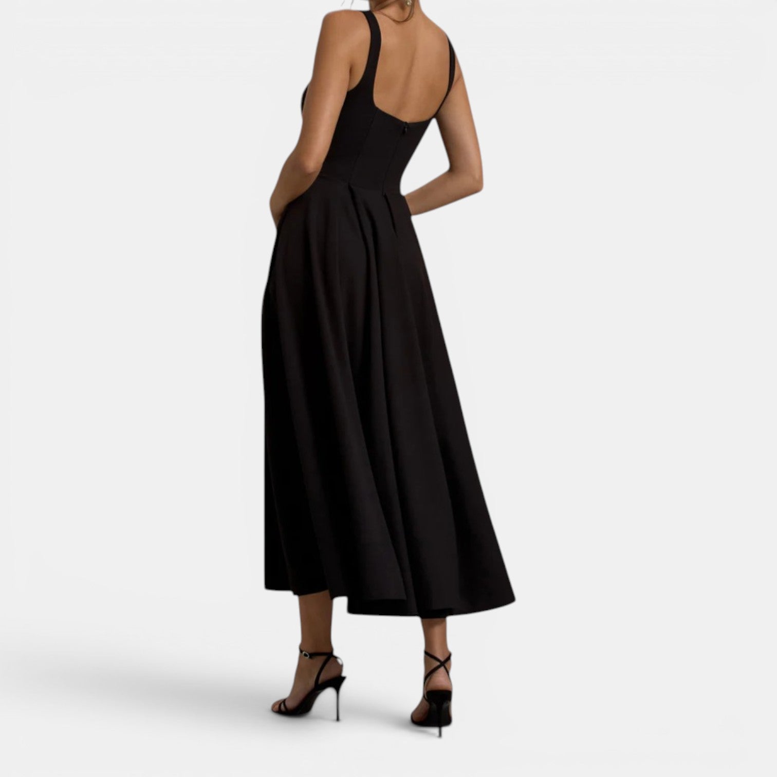 Monvaline | Women’s Strappy Volume-Hem Midi Dress