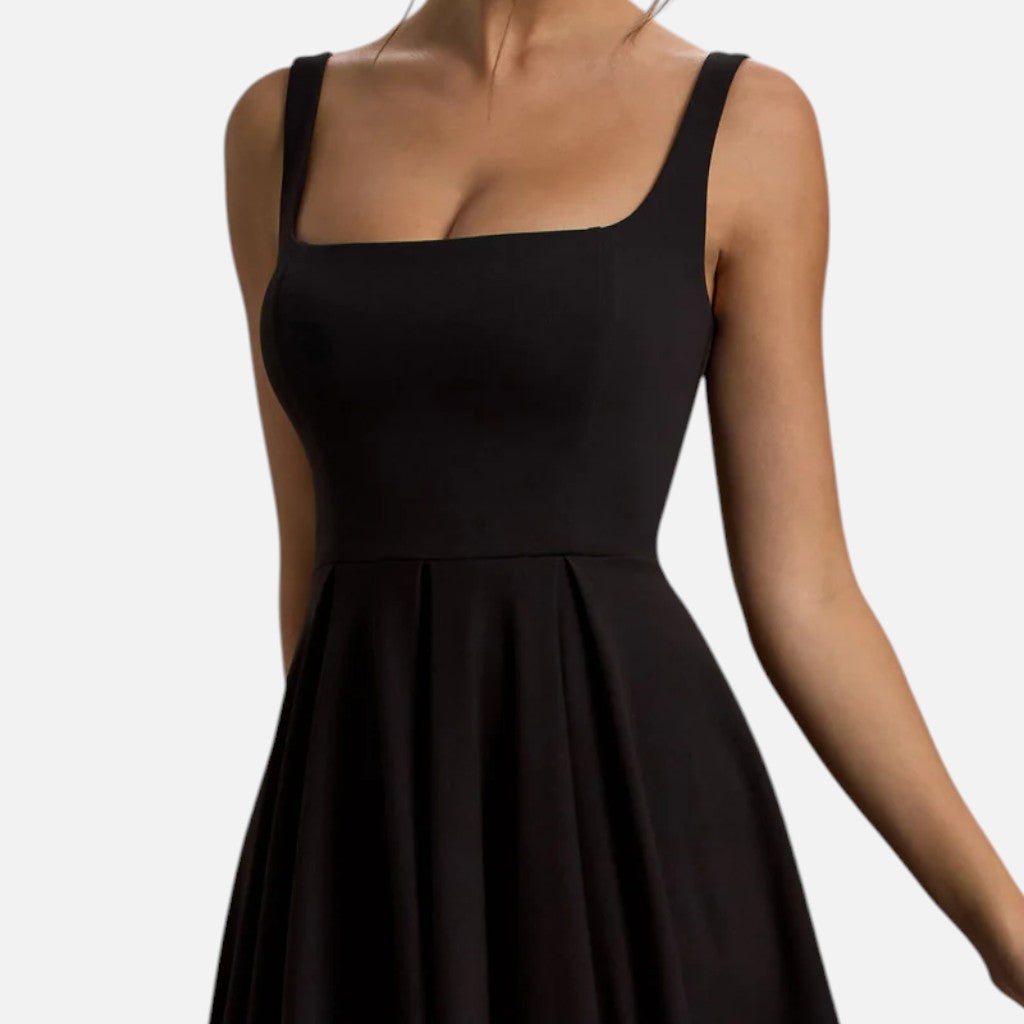 Monvaline | Women’s Strappy Volume-Hem Midi Dress
