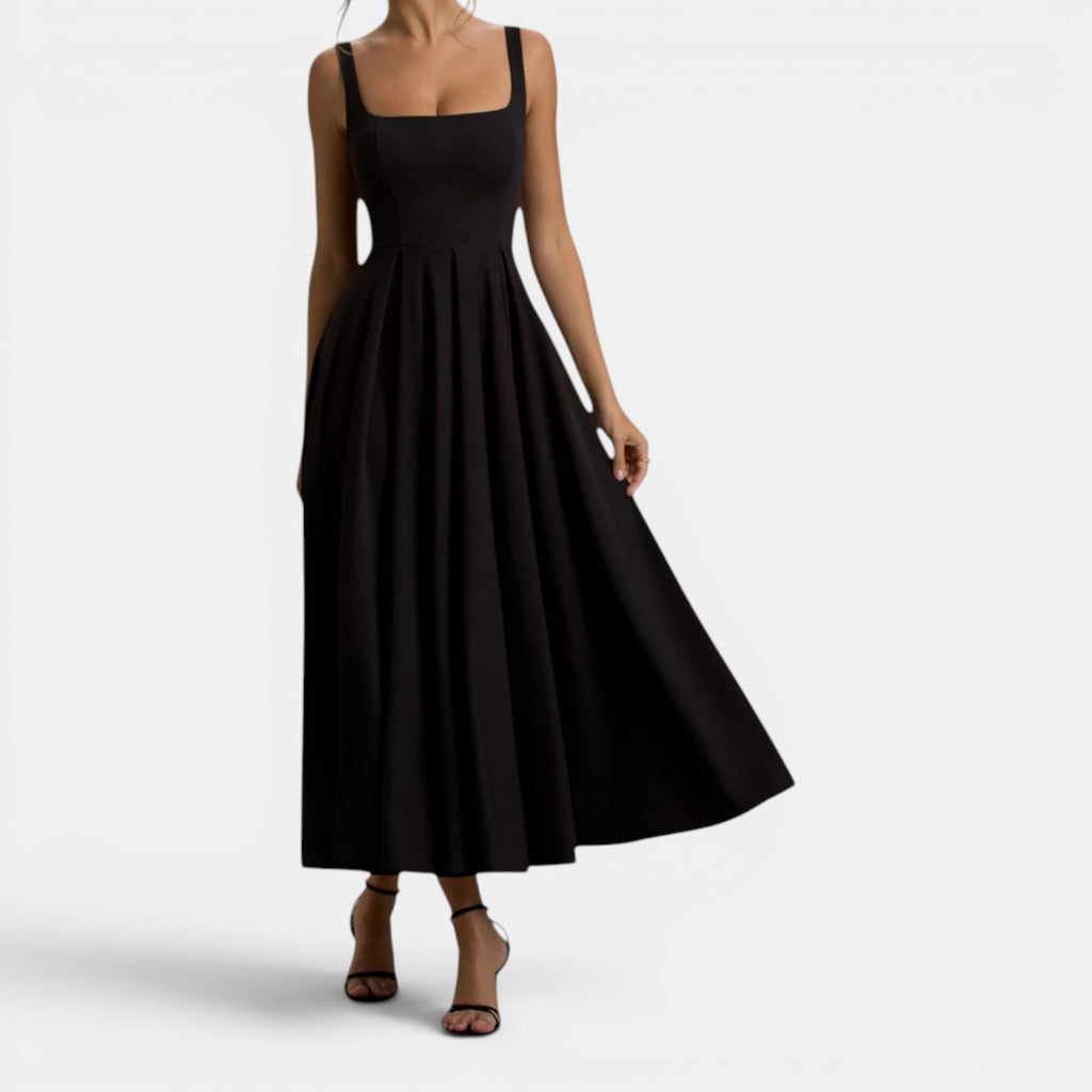 Monvaline | Women’s Strappy Volume-Hem Midi Dress