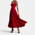 Monvaline | Women’s Strappy Volume-Hem Midi Dress