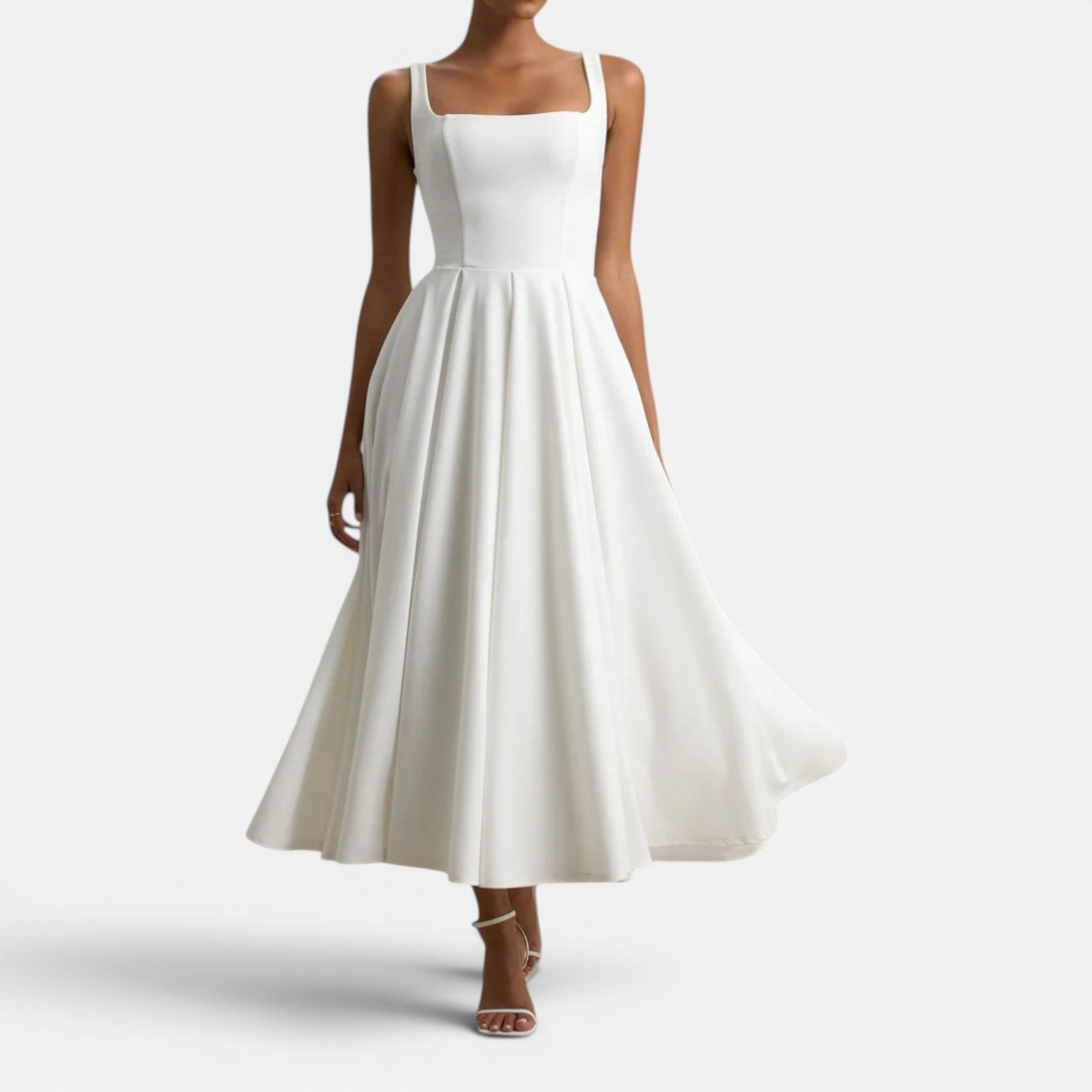 Monvaline | Women’s Strappy Volume-Hem Midi Dress