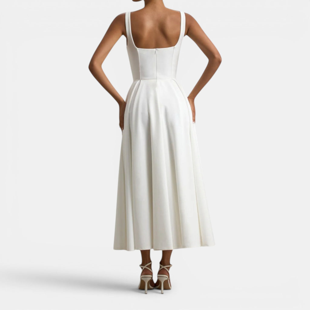 Monvaline | Women’s Strappy Volume-Hem Midi Dress