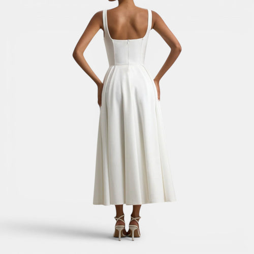 Monvaline | Women’s Strappy Volume-Hem Midi Dress