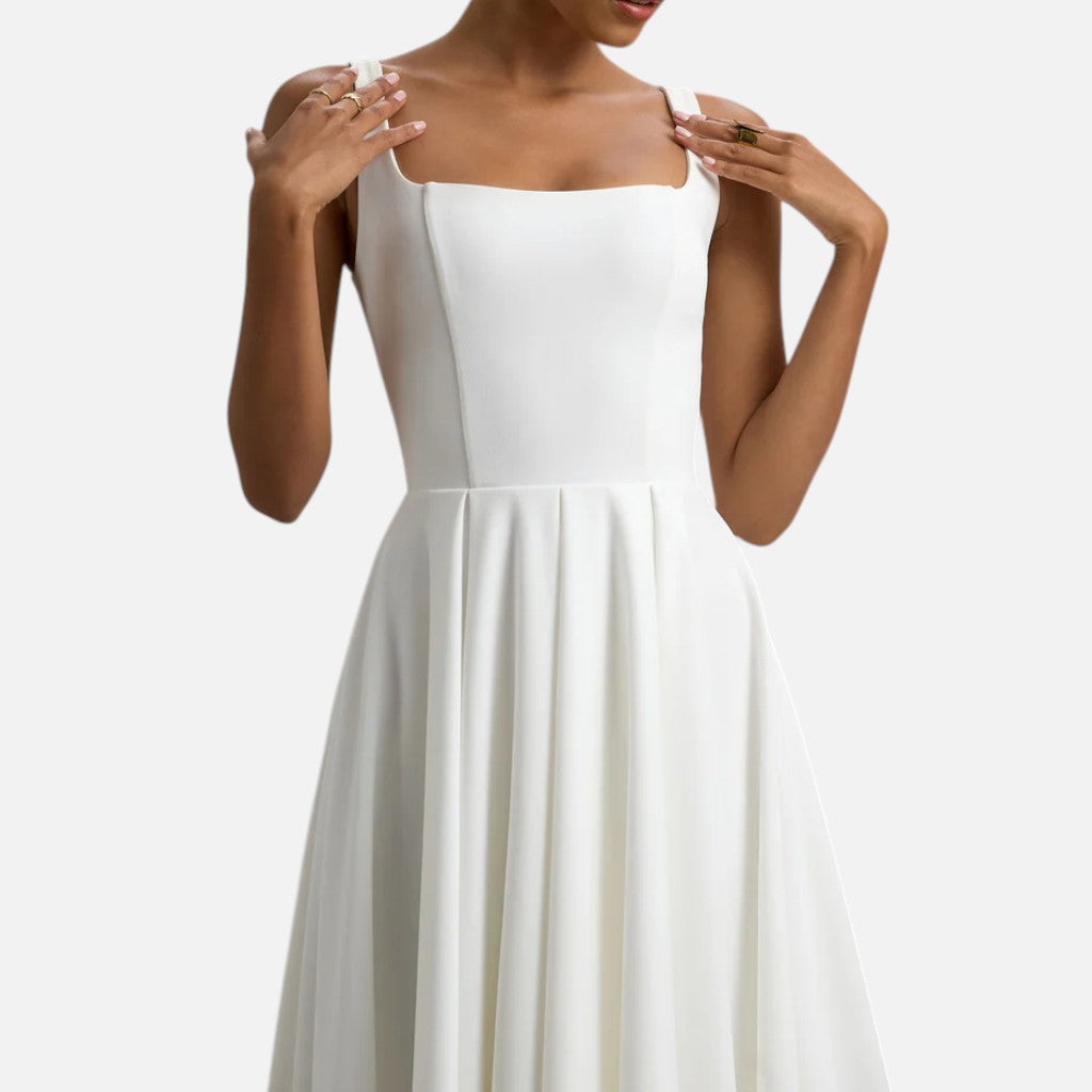 Monvaline | Women’s Strappy Volume-Hem Midi Dress