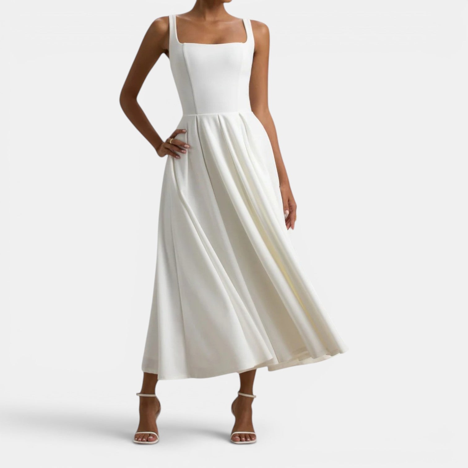 Monvaline | Women’s Strappy Volume-Hem Midi Dress