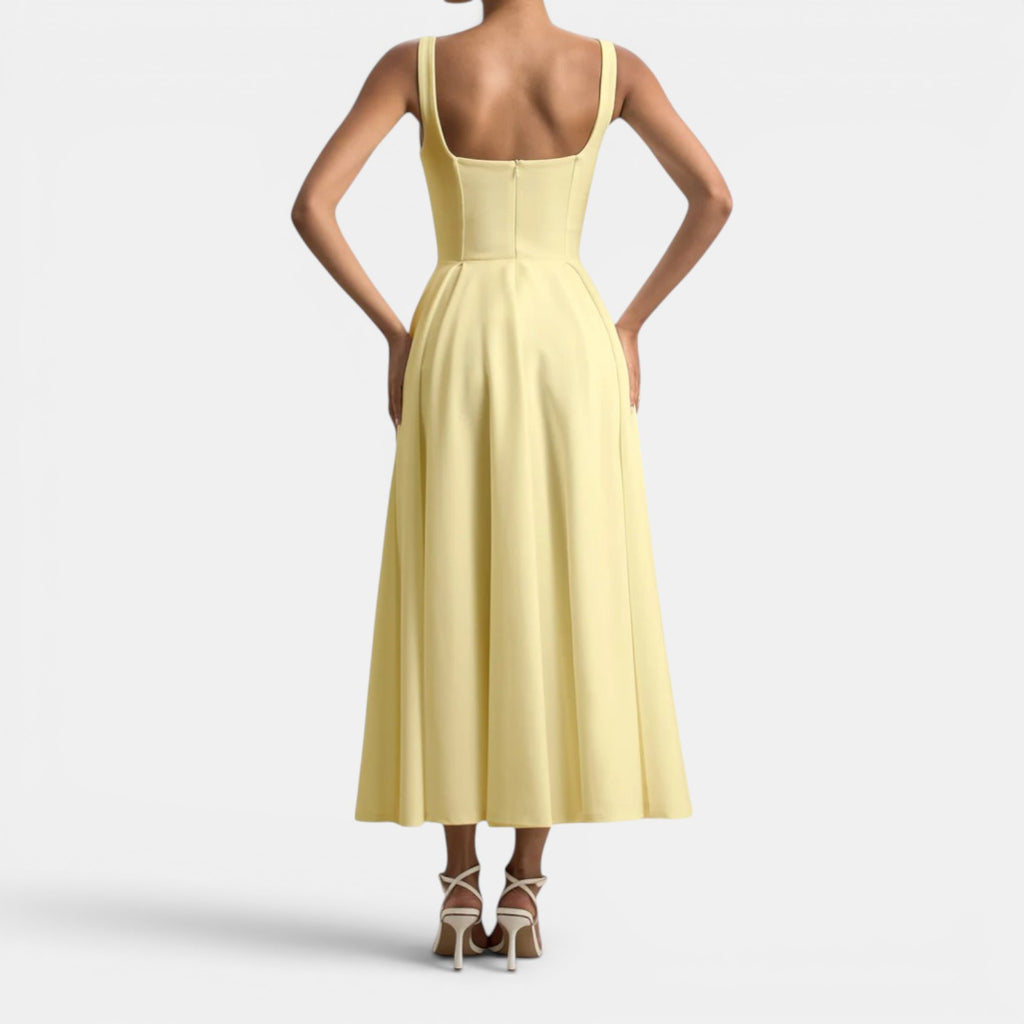 Monvaline | Women’s Strappy Volume-Hem Midi Dress