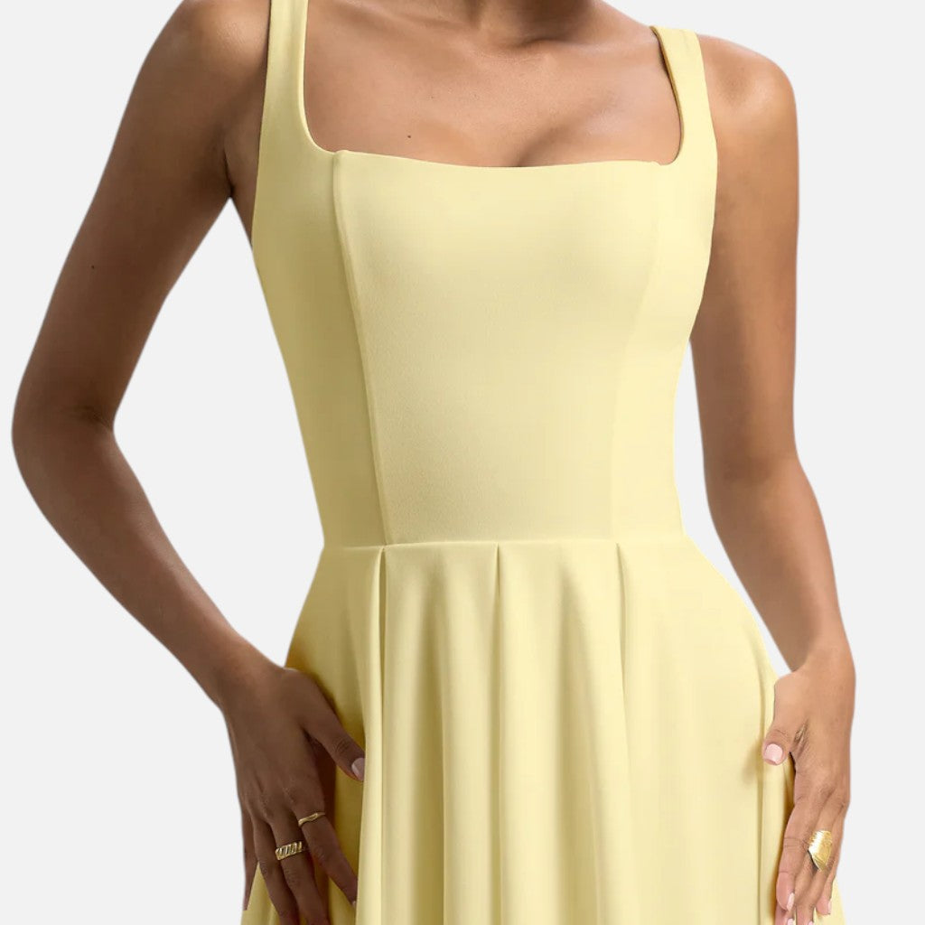 Monvaline | Women’s Strappy Volume-Hem Midi Dress
