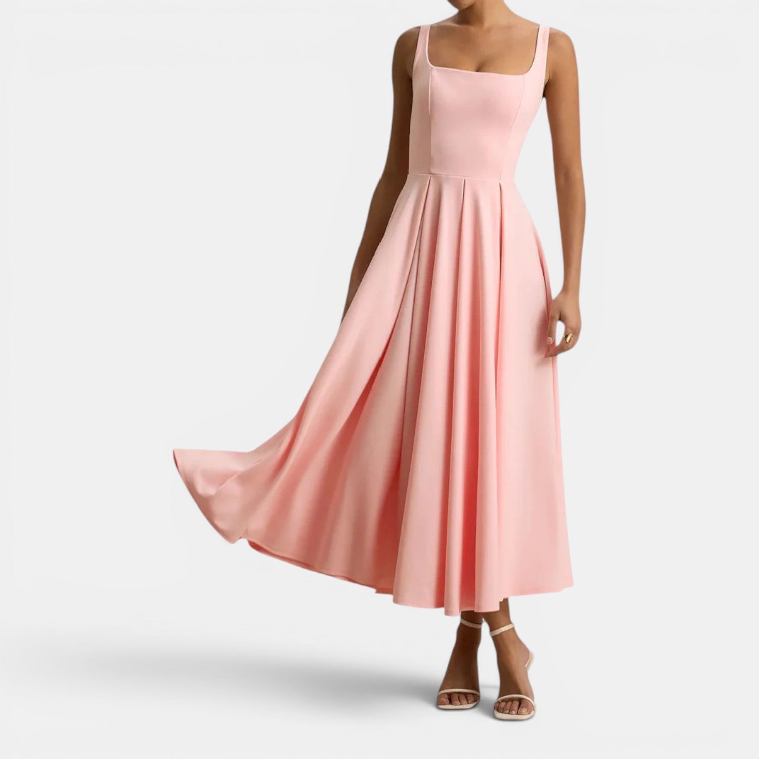 Monvaline | Women’s Strappy Volume-Hem Midi Dress