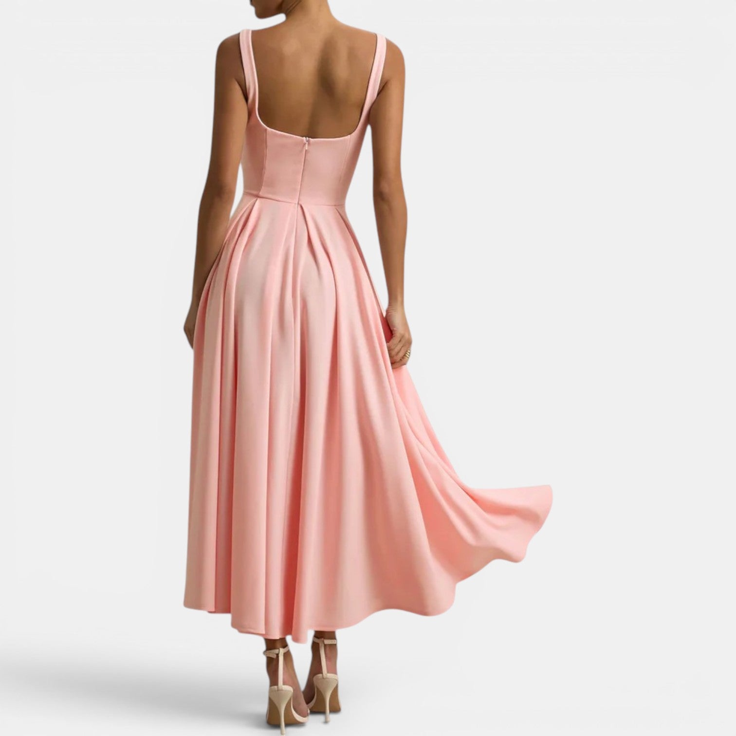 Monvaline | Women’s Strappy Volume-Hem Midi Dress