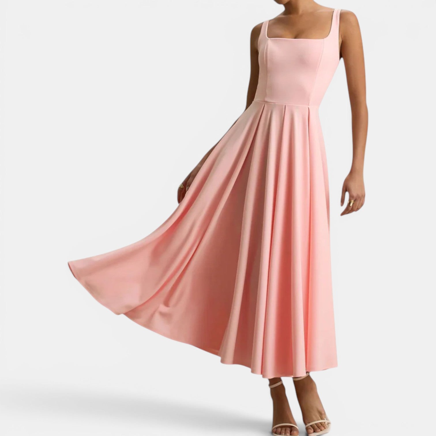 Monvaline | Women’s Strappy Volume-Hem Midi Dress