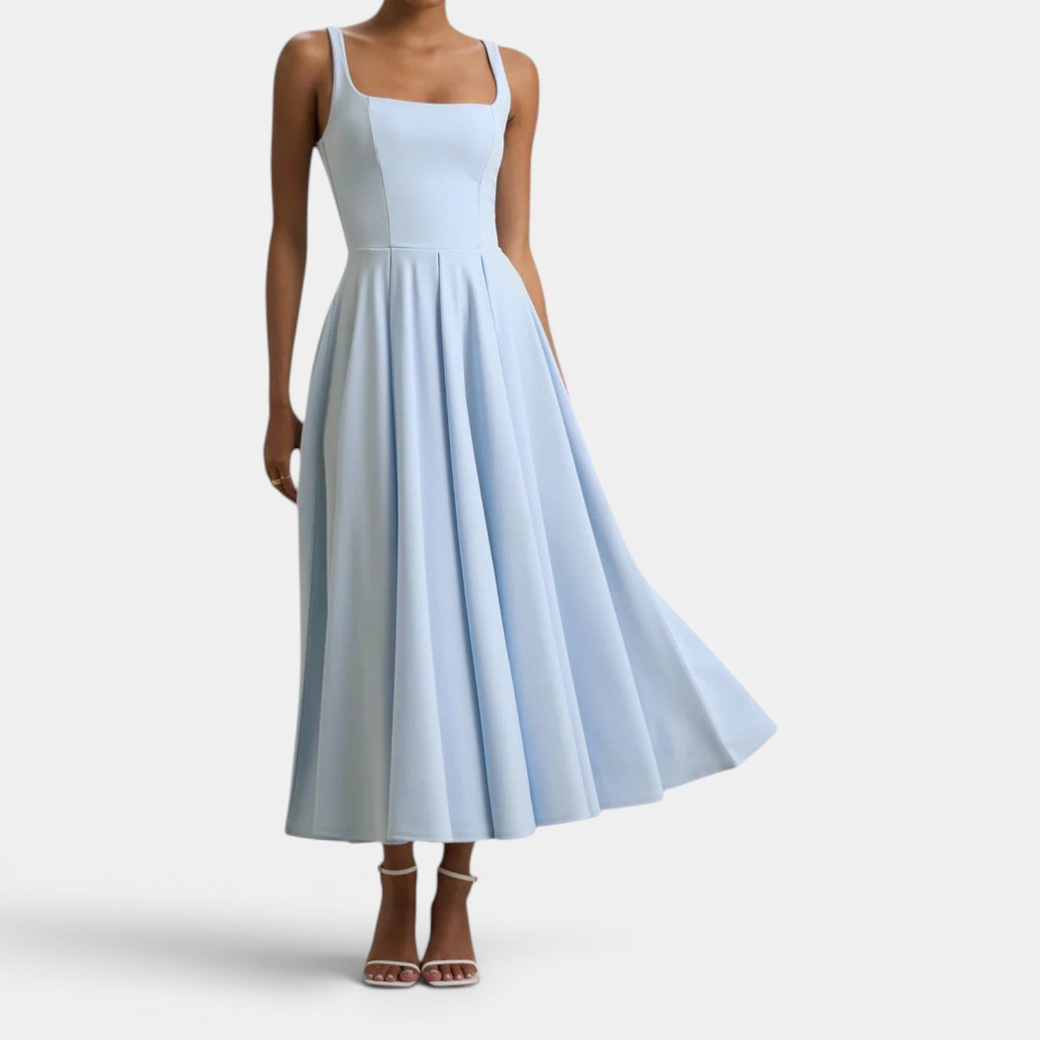 Monvaline | Women’s Strappy Volume-Hem Midi Dress