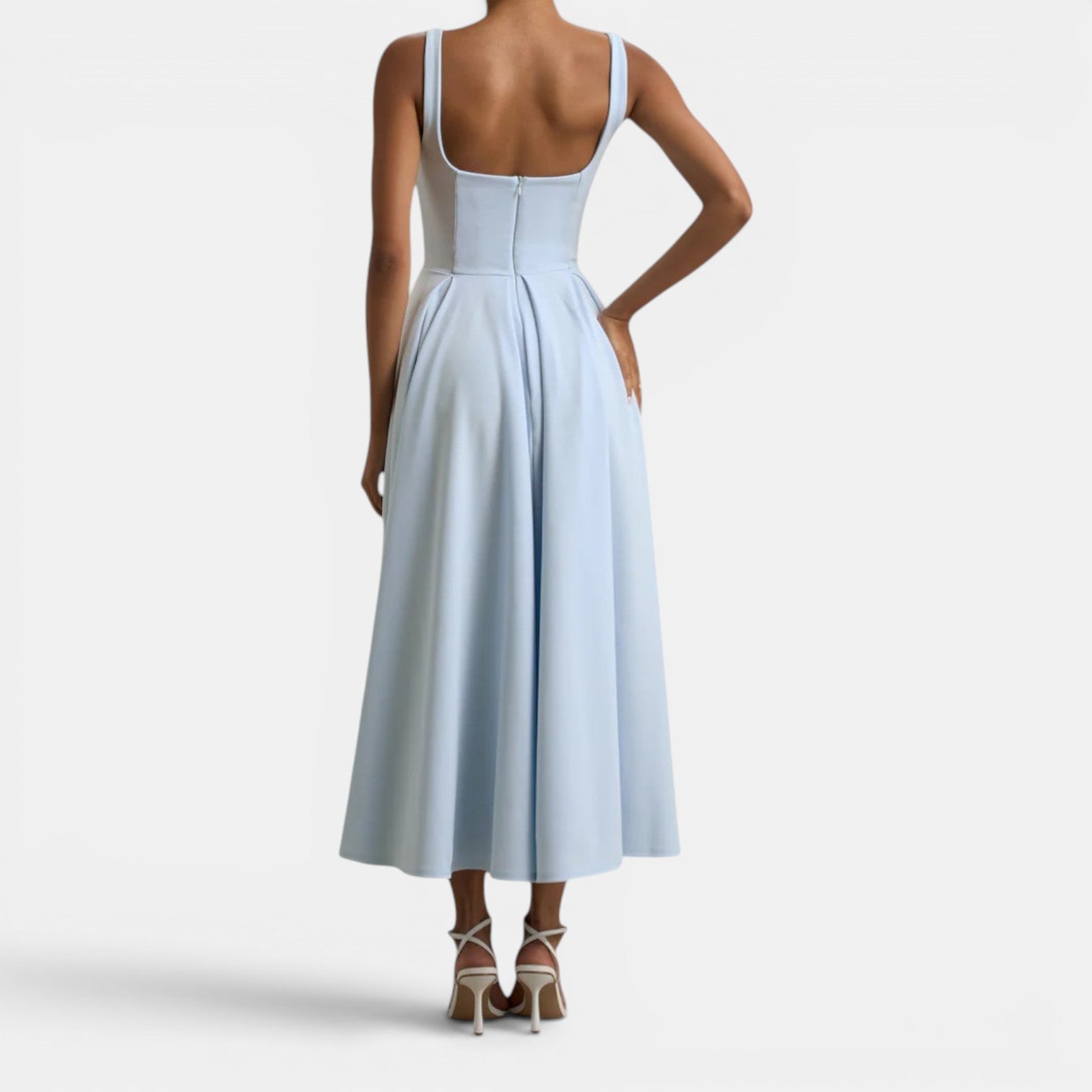 Monvaline | Women’s Strappy Volume-Hem Midi Dress