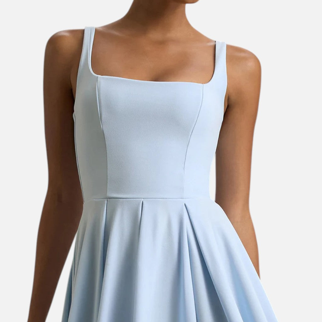 Monvaline | Women’s Strappy Volume-Hem Midi Dress