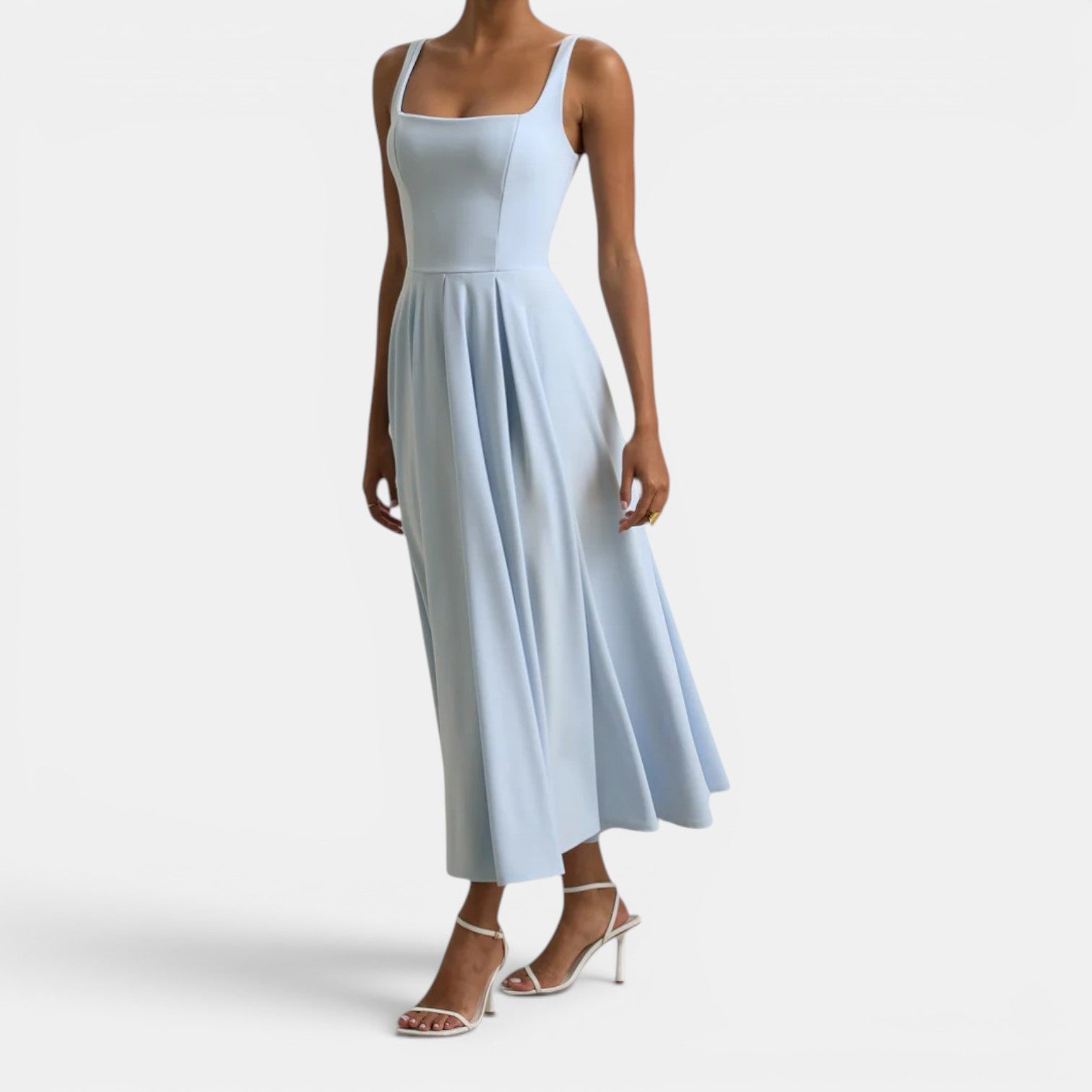 Monvaline | Women’s Strappy Volume-Hem Midi Dress