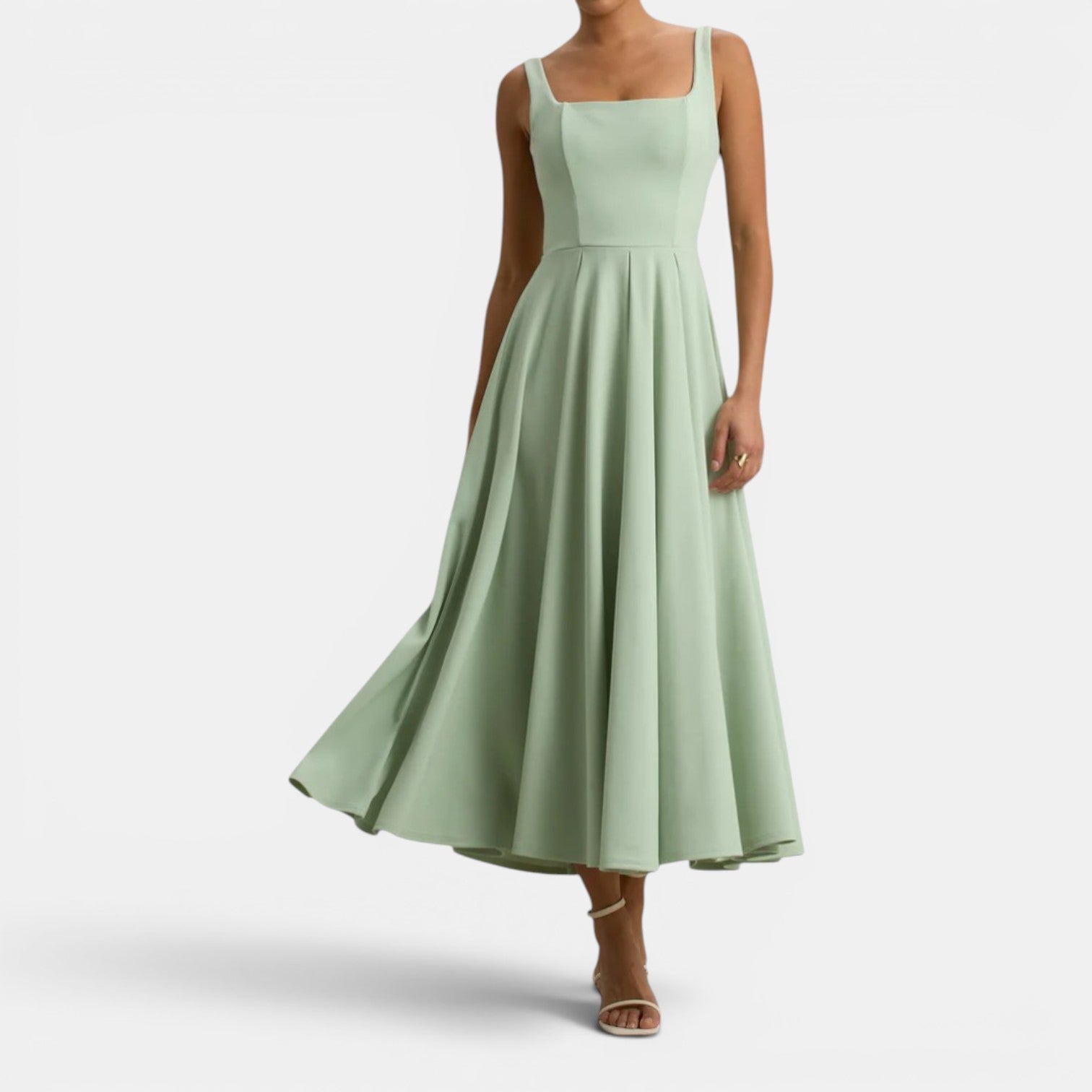 Monvaline | Women’s Strappy Volume-Hem Midi Dress