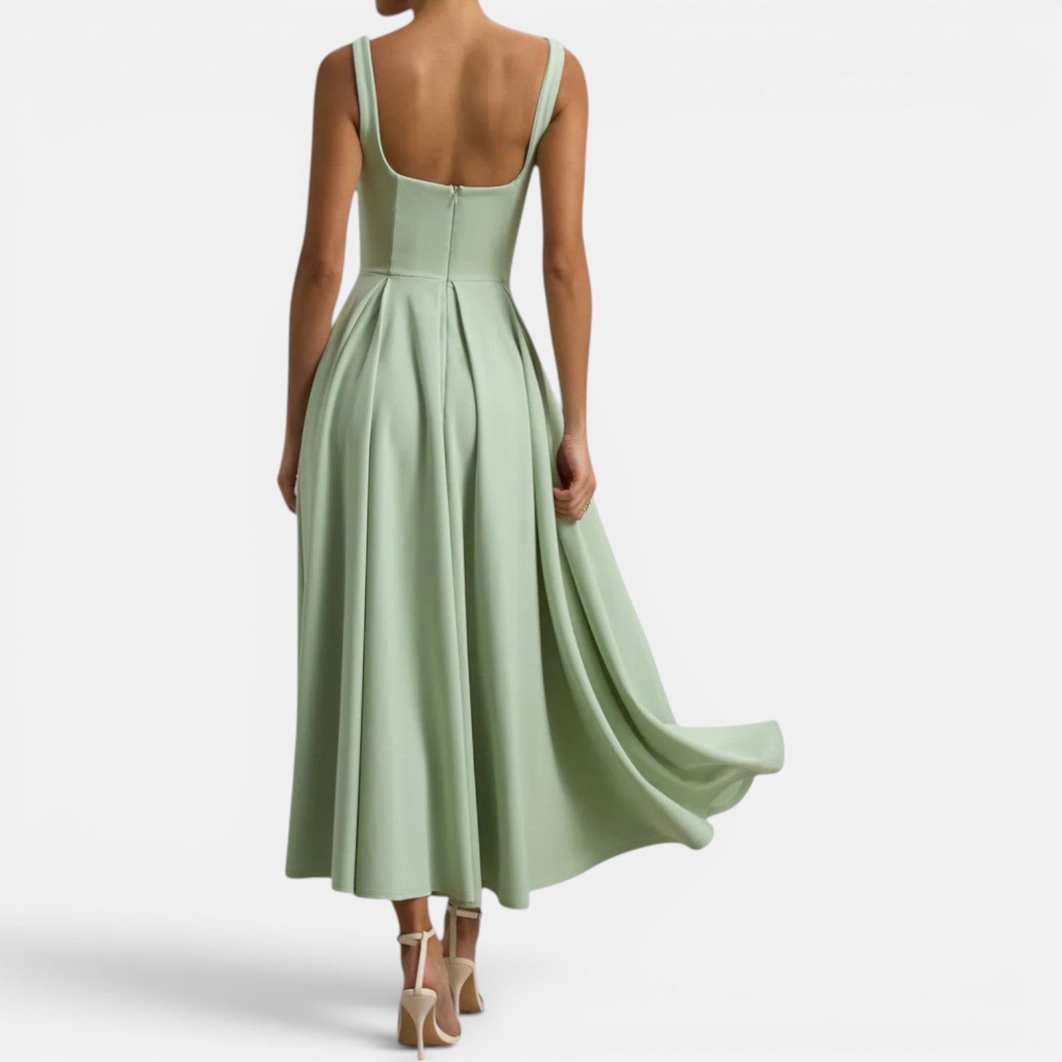 Monvaline | Women’s Strappy Volume-Hem Midi Dress