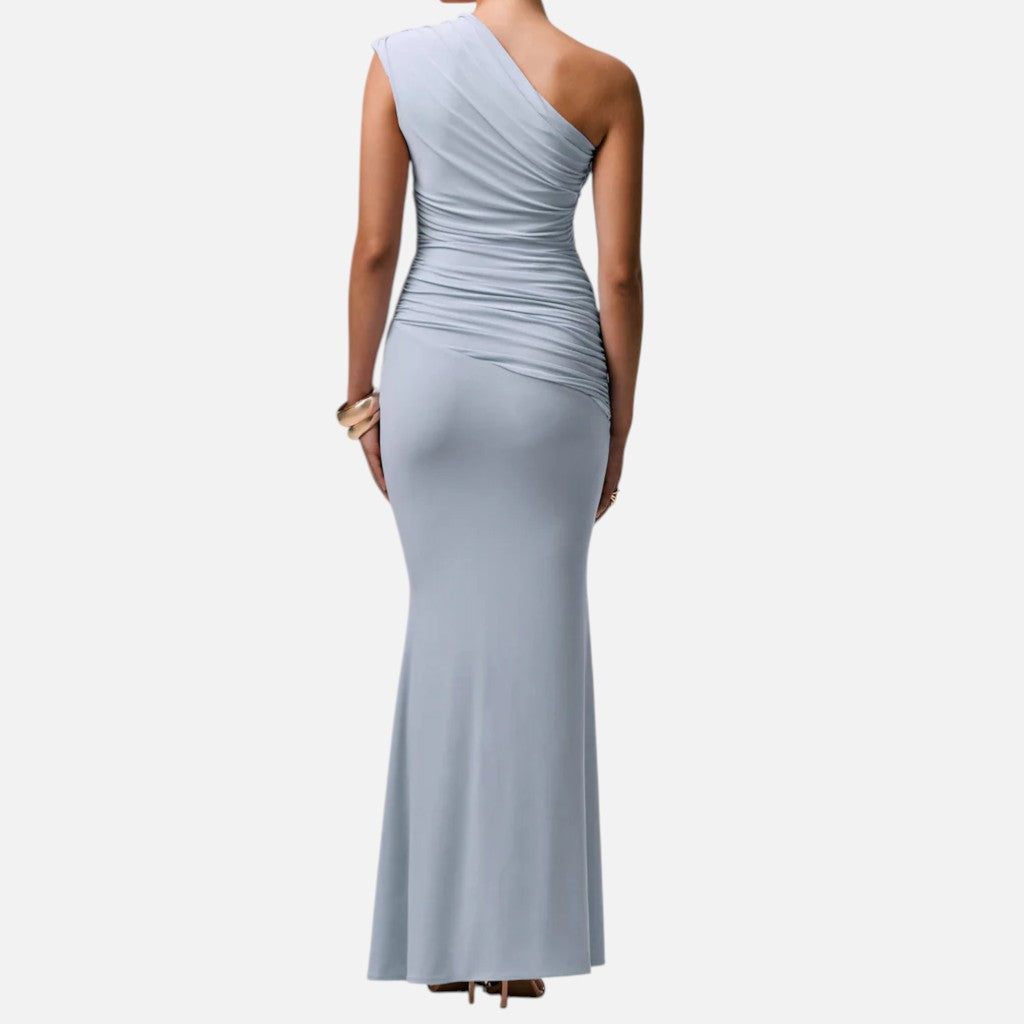 Monvaline | Women’s Draped Asymmetric Maxi Dress
