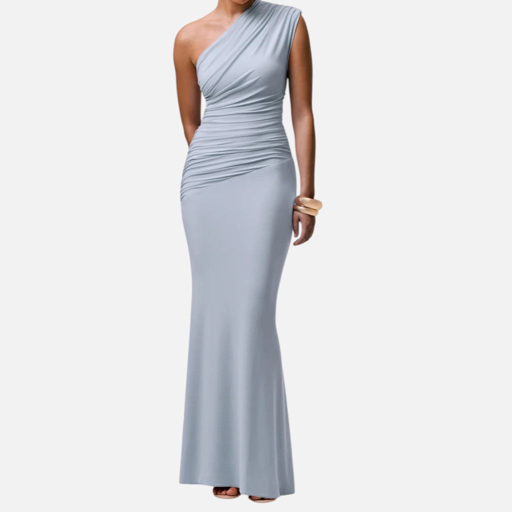 Monvaline | Women’s Draped Asymmetric Maxi Dress