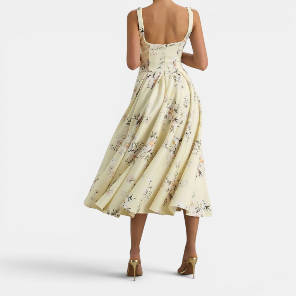 Monvaline | Women’s Strappy Volume-Hem Midi Dress