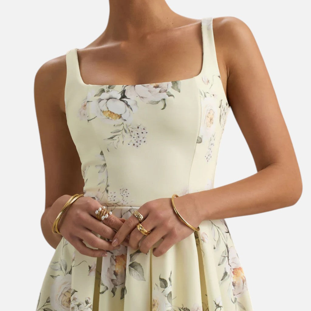 Monvaline | Women’s Strappy Volume-Hem Midi Dress