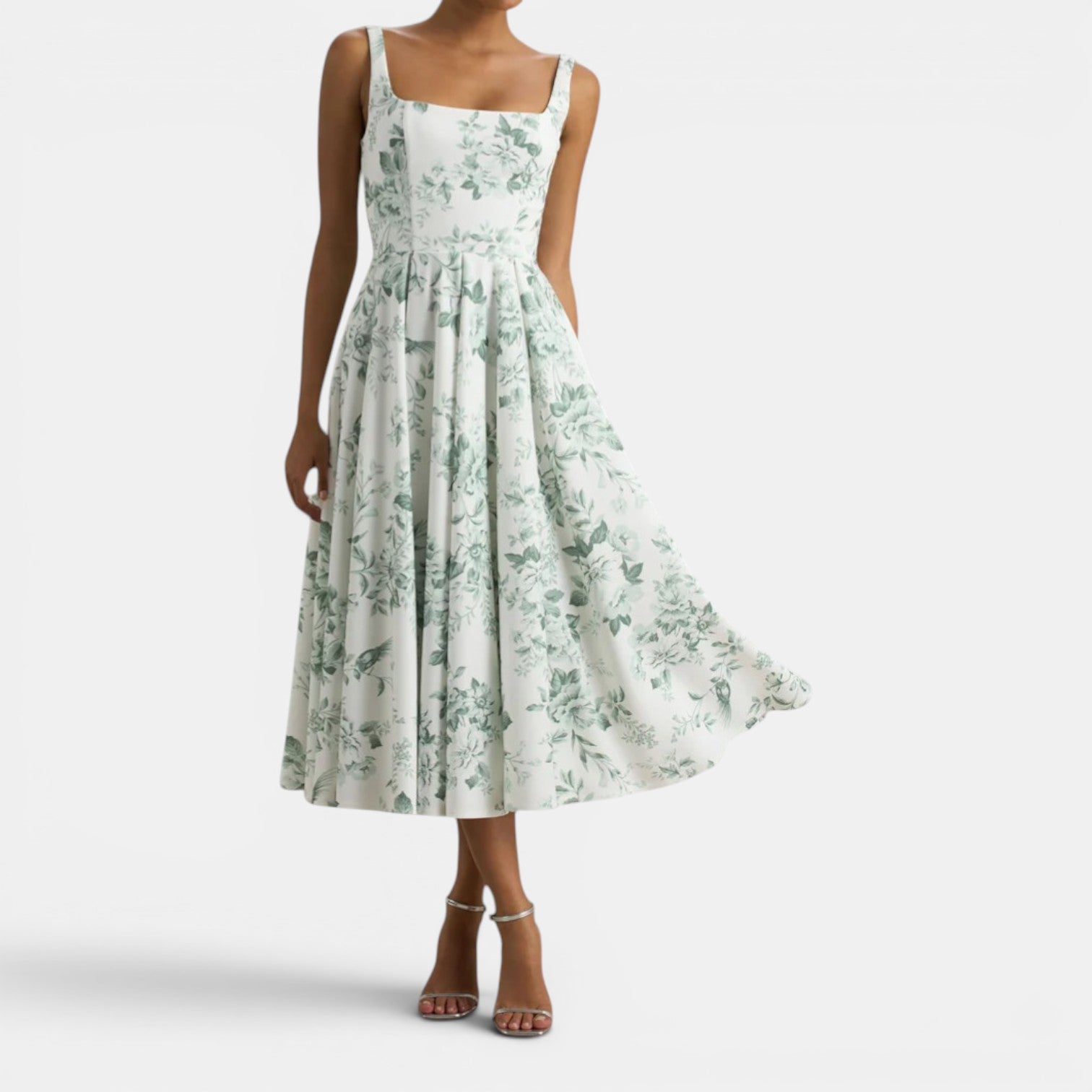Monvaline | Women’s Strappy Volume-Hem Midi Dress