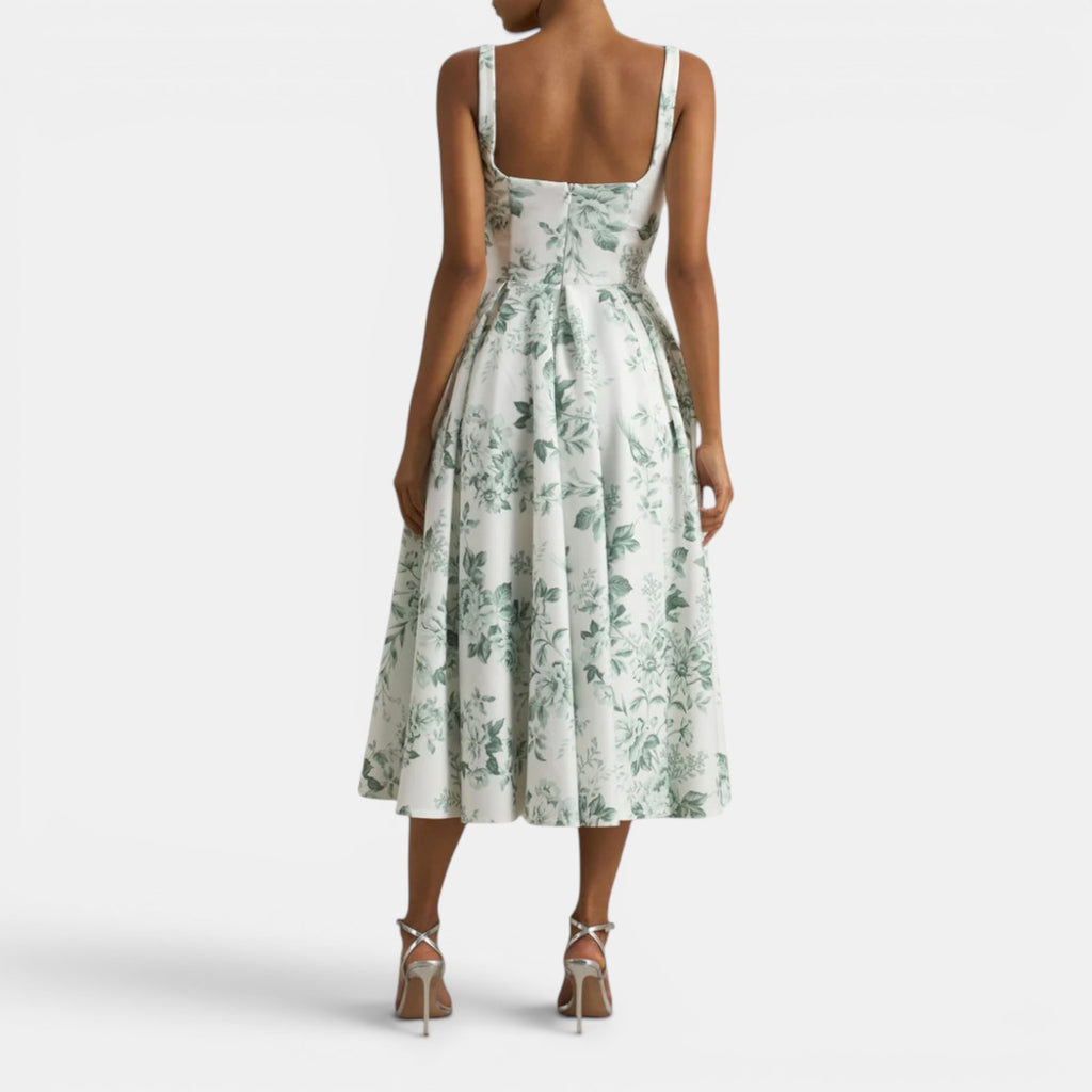 Monvaline | Women’s Strappy Volume-Hem Midi Dress