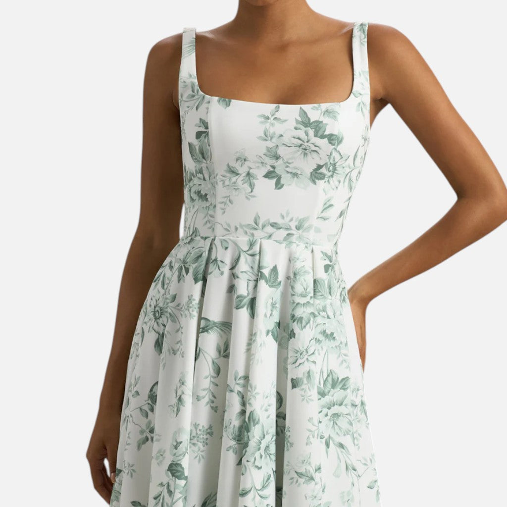 Monvaline | Women’s Strappy Volume-Hem Midi Dress
