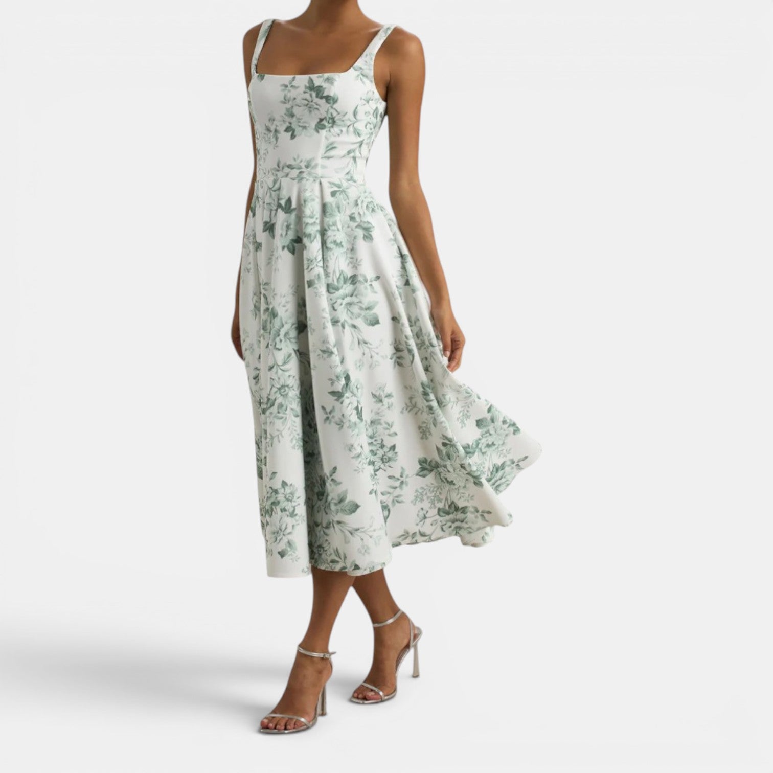 Monvaline | Women’s Strappy Volume-Hem Midi Dress