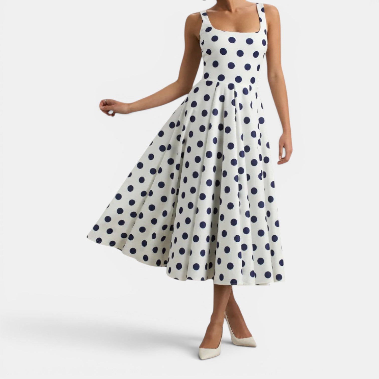 Monvaline | Women’s Strappy Volume-Hem Midi Dress
