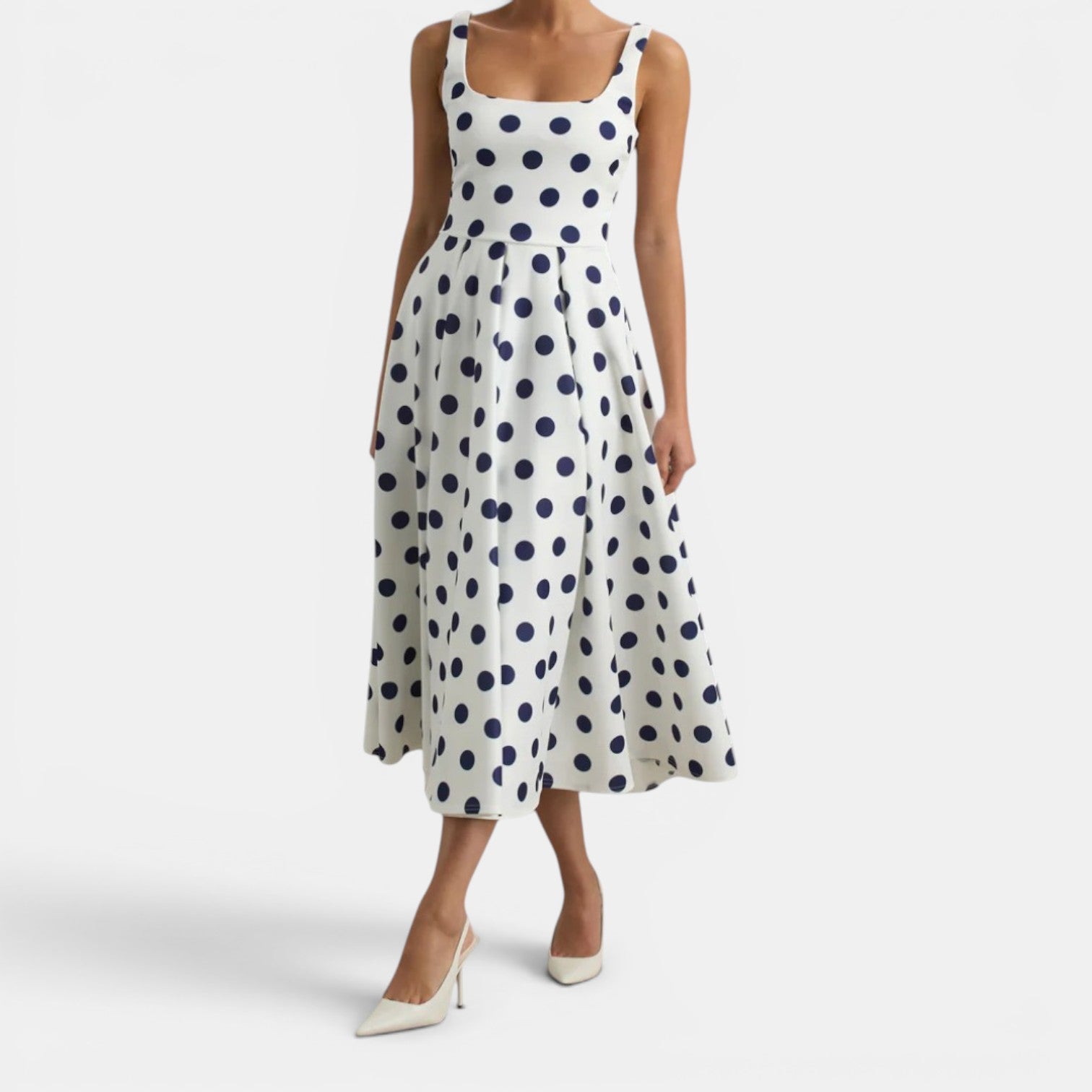 Monvaline | Women’s Strappy Volume-Hem Midi Dress