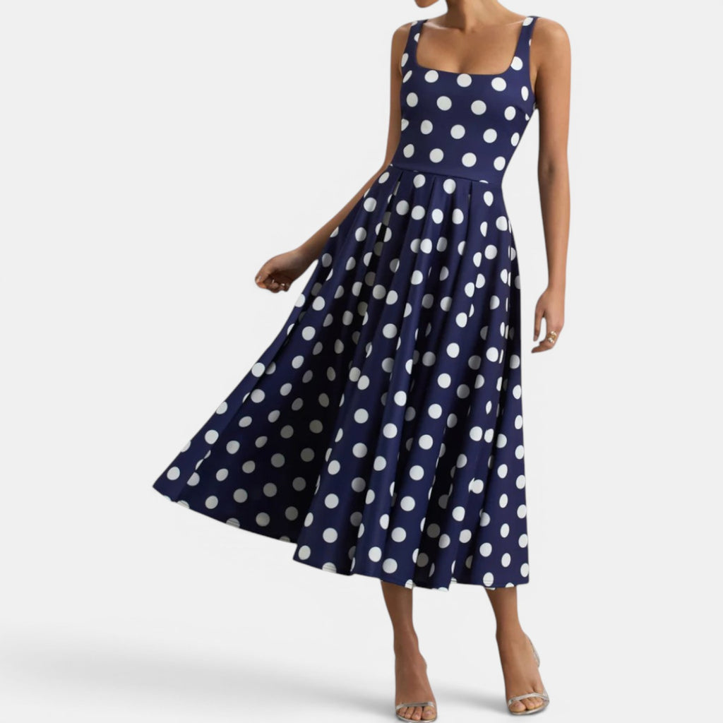 Monvaline | Women’s Strappy Volume-Hem Midi Dress