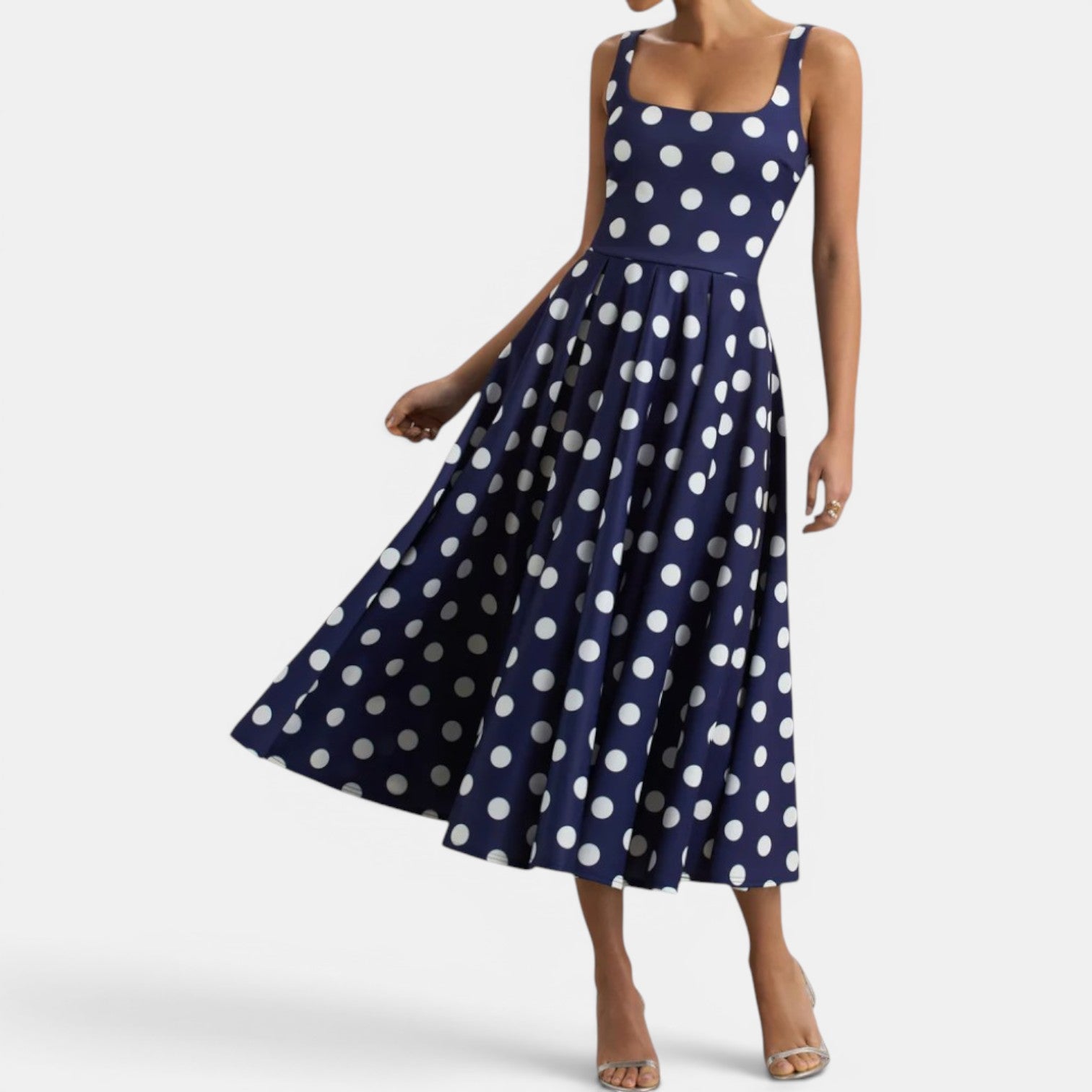Monvaline | Women’s Strappy Volume-Hem Midi Dress