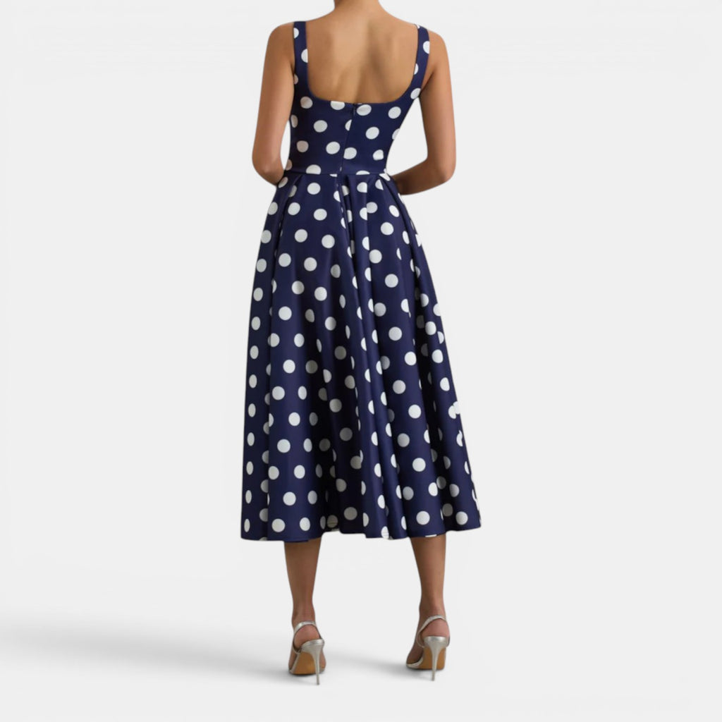 Monvaline | Women’s Strappy Volume-Hem Midi Dress