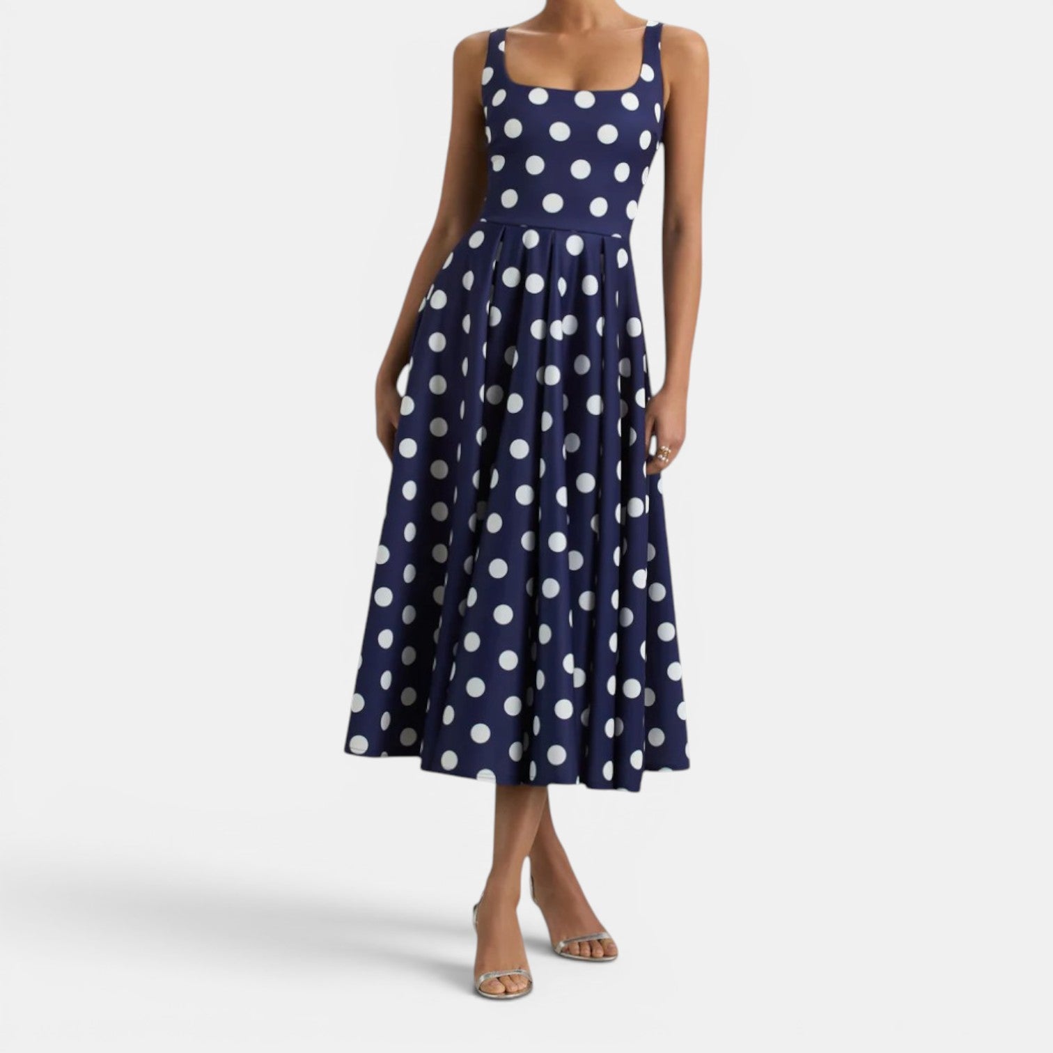 Monvaline | Women’s Strappy Volume-Hem Midi Dress