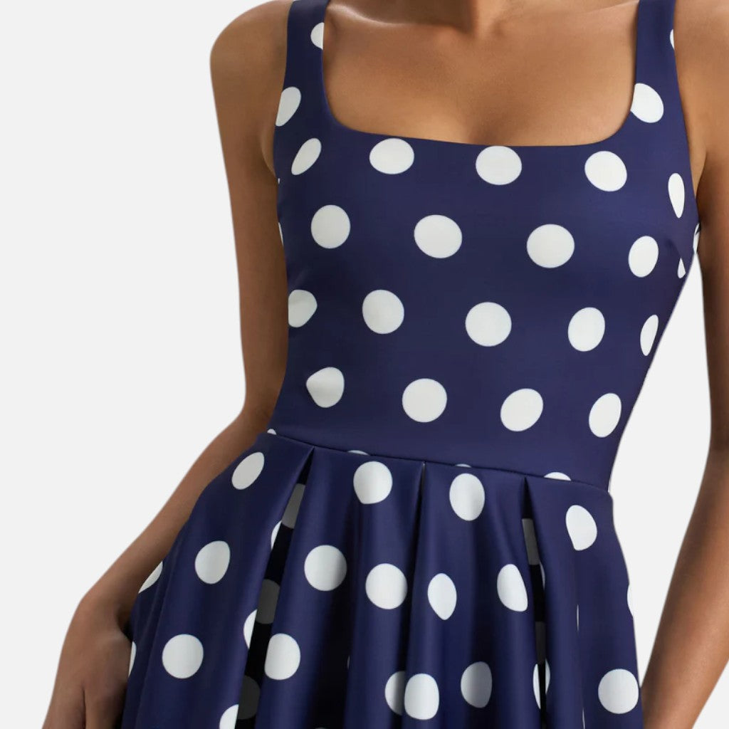 Monvaline | Women’s Strappy Volume-Hem Midi Dress