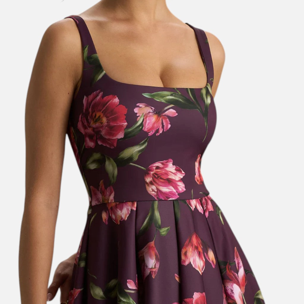 Monvaline | Women’s Strappy Volume-Hem Midi Dress