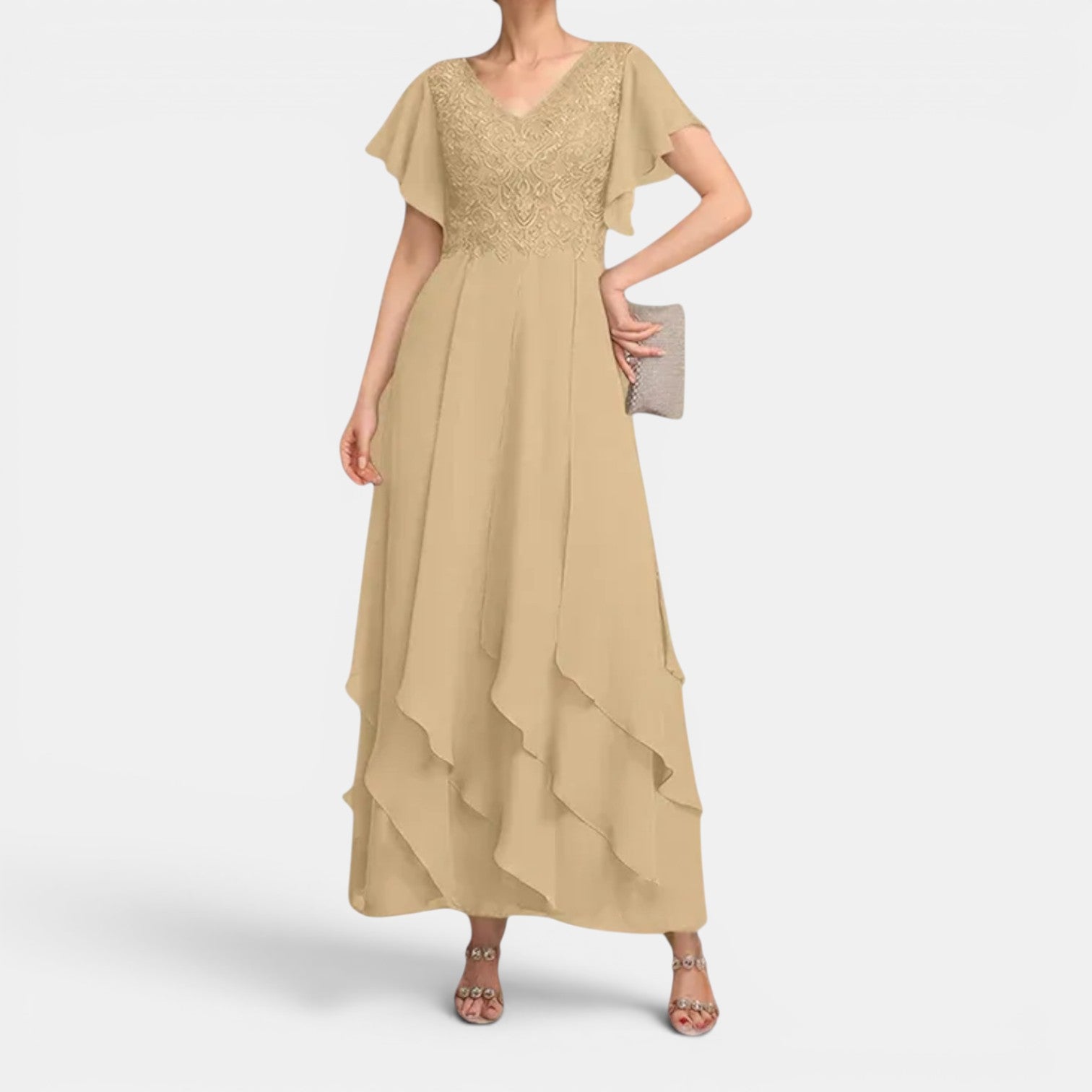 Monvaline | Women’s Lace Chiffon Occasion Dress
