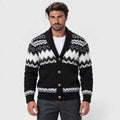 Monvaline | Men's Geometric Knit Cardigan Regular Fit