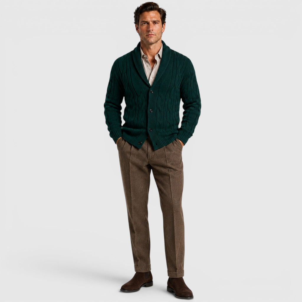 Monvaline | Men's Long Sleeve Relaxed Fit Chenille Knit Cardigan